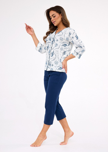 162/446 Cornette Kristin 2 dámske pyžamo | 100% bavlna, nezapínané, 3/4 rukávy a nohavice