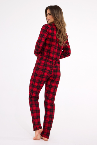 482/423 Tracy Dámske pyžamo Cornette - kockovaná blúzka s dlhým rukávom, rozopínanie