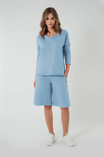 Madri 1/2 culottes dámske šortky Talianska móda - modrá