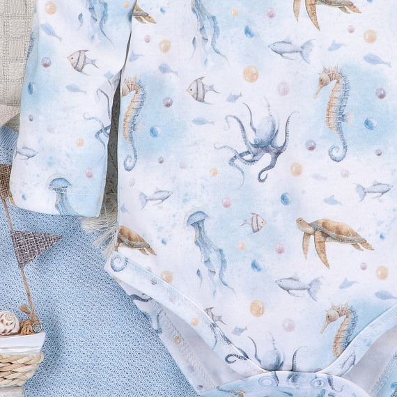 ABN-5445 Body z organickej bavlny Sea Of Joy od Nini - organická bavlna, dlhý rukáv