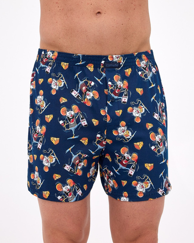 001/176 011/176 Pánske boxerky Cornette Classic Mouse - bavlnené, pohodlné, s vtipnou potlačou námornícka modrá