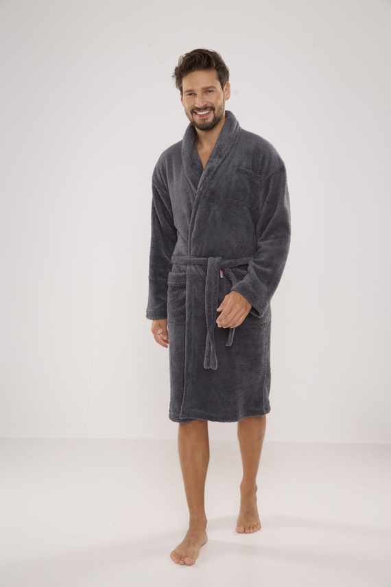 811 De Lafense pánsky plyšový župan - sivý