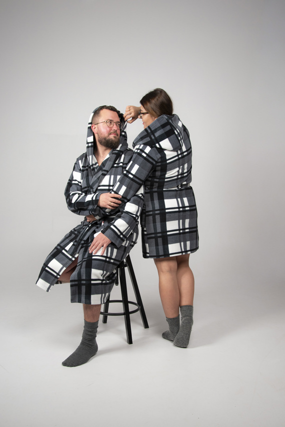 034 Pánsky župan s kapucňou De Lafense - teplý, mäkký a pohodlný | Ideálny na doma a do kúpeľov