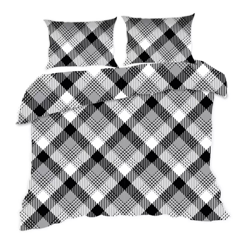 1754N Bavlnené posteľné prádlo Classic E24 Karo peplite check black white- 100% bavlna, odolné, farebné, 2-dielna súprava