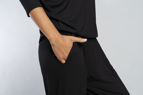 Štýl Dámsky set s 3/4 rukávmi, dĺžka.talianske módne nohavice čierne