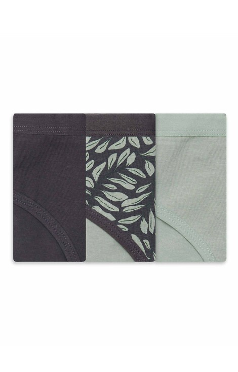 36508-K082 Henderson Dámske bavlnené bikiny v grafitovo-olivovej farbe, 3-pack