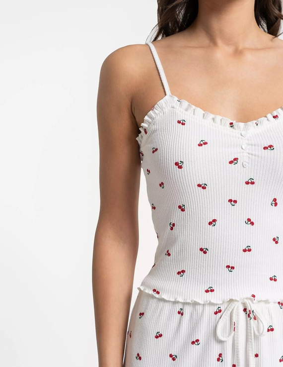 Moraj PDD3100-002 dámske letné pyžamo ecru čerešne