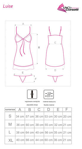 Dámska košieľka Luise Black - zmyselná, ružová | LivCo Corsetti Fashion