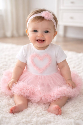 Body šaty Mia Bambarillo pre bábätko s tylovou sukňou elegantné apricot