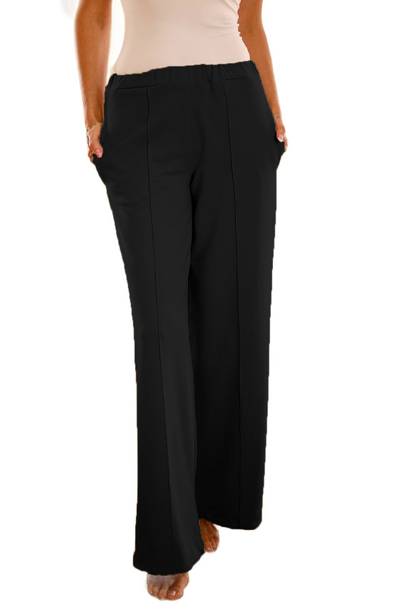 Flint - dámske bavlnené nohavice voľného strihu, 95% bavlna 5% elastan | Poľská značka Mirale - čierna