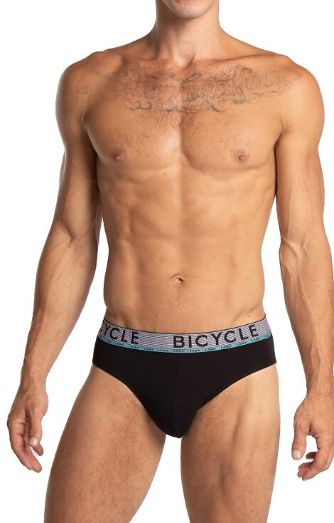 M-1063 Pánske slipy Lama čierno-mentrové - bavlnené, široké elastické 2-pack