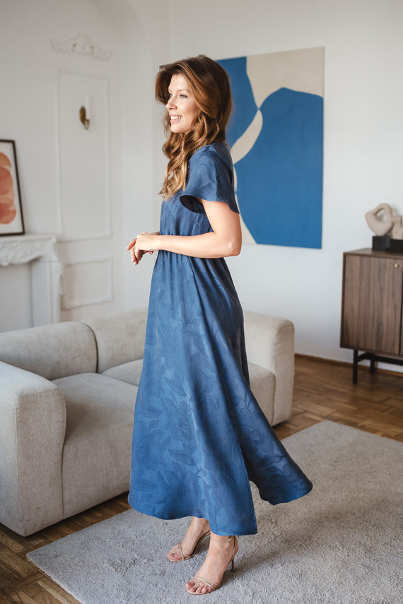 Tehotenské a dojčiace šaty Milk & Love Lovely Dress Long tmavomodré