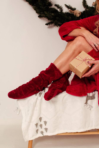 553/554 Wellsoft Hladké ponožky na spanie De Lafense - bordové