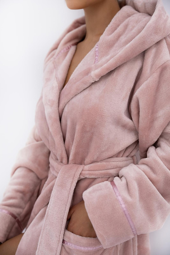 Amaris Dámsky župan Sensis ružový - mäkký župan s kapucňou, elegantný a pohodlný