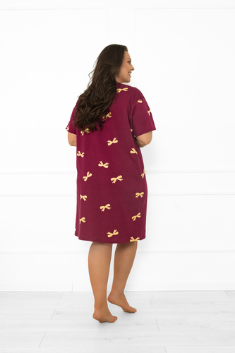 Kwadro Dámska nočná košeľa Italian Fashion - bavlnená, s krátkym rukávom, s mašľami