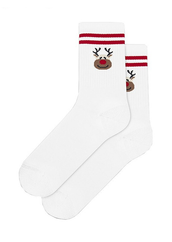 U04.N56 Gatta Christmas Socks - unisex bavlnené ponožky s vianočným motívom, vzor 998 biela