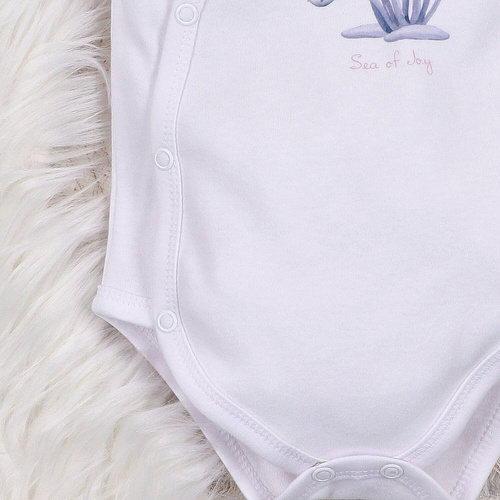 ABN-5474 Underwater World Nini obálkové body biele - organická bavlna, krátky rukáv