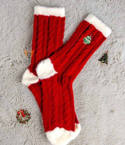 Magnetis dámske ponožky YN5034 Vianočný stromček - bavlnené, slávnostné s ozdobnou výšivkou