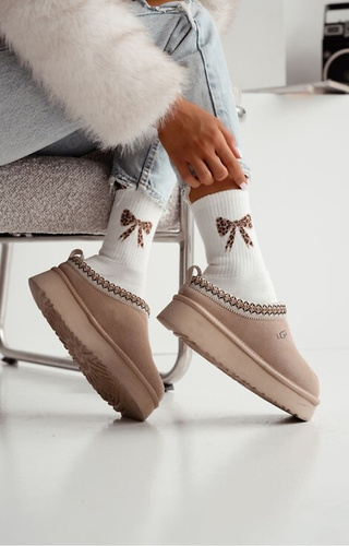 0118-014 Dámske froté ponožky Milena ecru - bavlnené, s mašľou, teplé