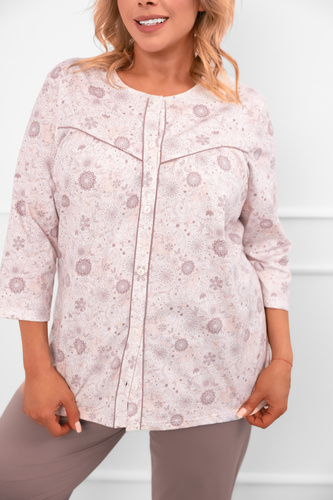 Dámske pyžamo Galea - bavlna, 3/4 rukávy a nohavice, kvetinový motív Talianska móda