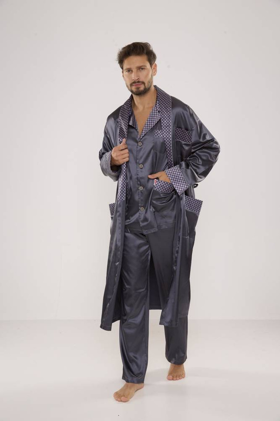 939 Pánske saténové sivé pyžamo