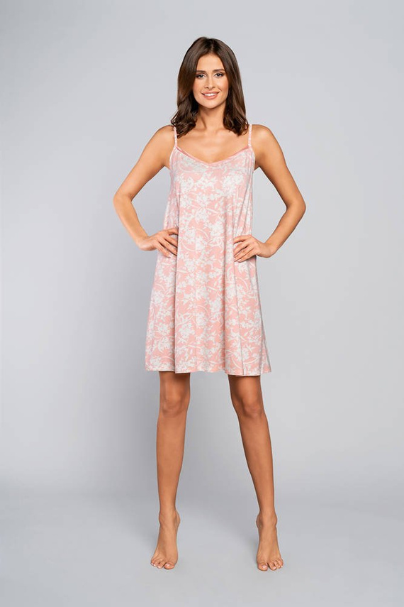 Nočná košeľa Breeze, úzke ramienka Italian Fashion - lososová