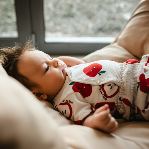 Dojčenské body Eevi Snack Time krátky rukáv bavlna elastické pohodlné