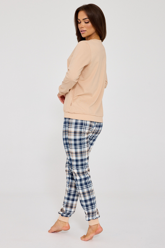 671/425 Dámske pyžamo Cornette Bears | Bavlna, potlač medvedíkov, károvaná nohavica