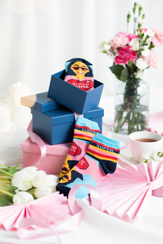 K89S Super Mama Foot Socks Italian Fashion - námornícka modrá/farebná