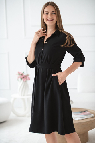 Milk&Love tehotenská a dojčiaca košieľka čierna | Modal, 3/4 rukávy, regulácia v páse