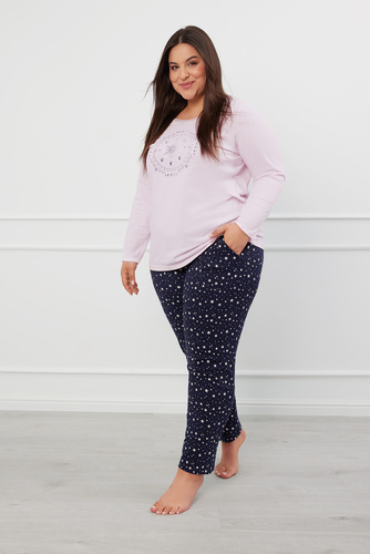 Arugia Dámske pyžamo s dlhým rukávom a dlhými nohavicami Italian Fashion - ružová/potlač