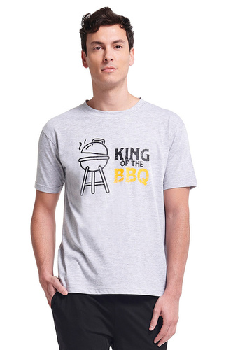 Gianny Pánske pyžamo Sorbetto šedé - krátky rukáv, šortky, potlač, bavlna