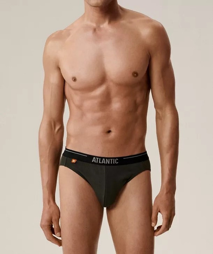 Atlantic pánske nohavičky 3MP-094/25 fialovo-čierne khaki bavlnené, 3-pack, klasický strih