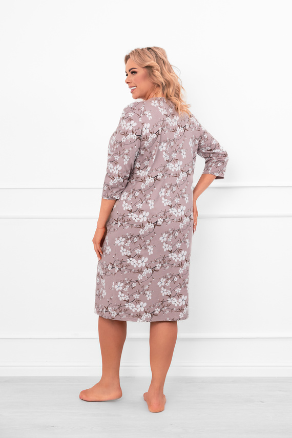 Dámska nočná košeľa Oshima z bavlny s 3/4 rukávmi a kvetinovým vzorom Talianska móda