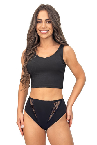 Nohavičky 238 Donna black - bavlnené dámske nohavičky s čipkovanými vsadkami