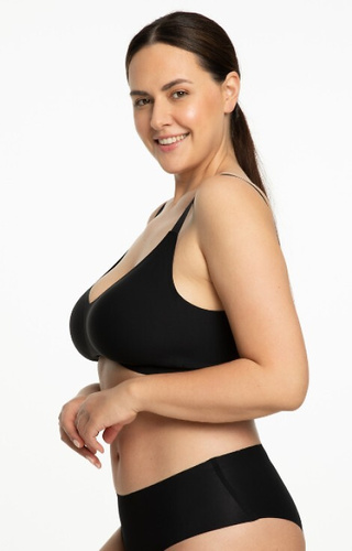 Jelly Bra Comfort Julimex black beige - podprsenka bez kostice pre veľké prsia