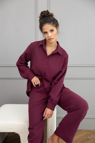 Sensis dámske pyžamo Colette - mušelínová bavlna, s dlhými rukávmi, zapínanie na gombíky
