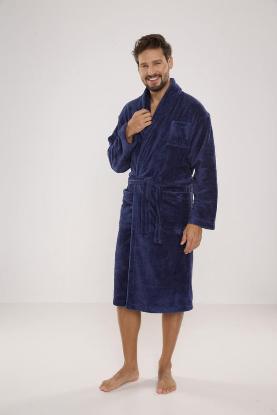 811 De Lafense pánsky plyšový župan - denim