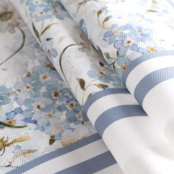 Obrus Summer 18 Eurofirany prírodný s motívom nezábudiek 100 % polyester