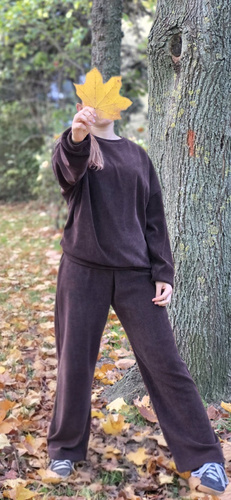 Komplet Peak Bambarillo čokoládový – oversize mikina a nohavice wide leg