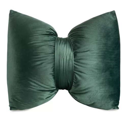 Eurofirany Vianočný vankúš zelený tmavý 45x55 - zamatová mašľa