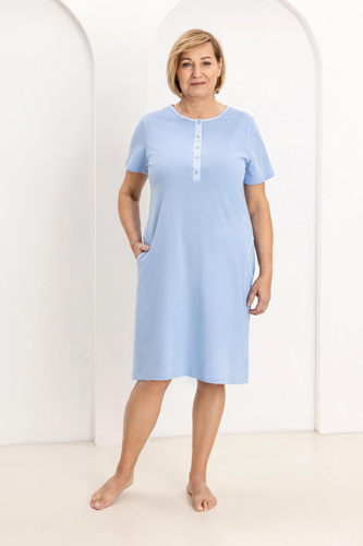 Dámska košeľa 177 Regina blue - bavlnená nočná košeľa 100% bavlna, rozopínanie, pohodlie a voľnosť