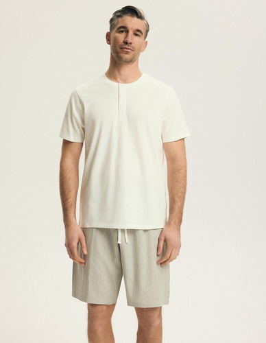 Pánske pyžamo Henderson 43454 Nigri krémové – 100% bavlna na leto