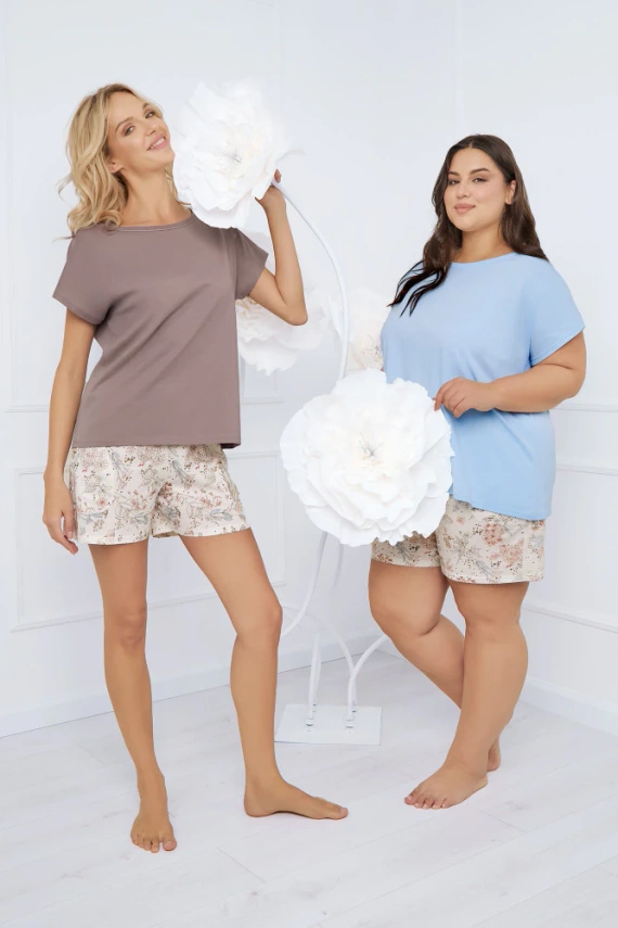 Solita Dámske pyžamo s krátkym rukávom, krátke nohavice Talianska móda - cappuccino