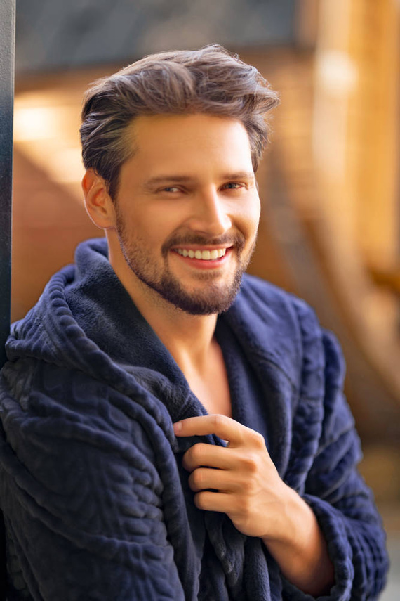 Zygmunt Pánsky župan s kapucňou Italian Fashion - tmavomodrý