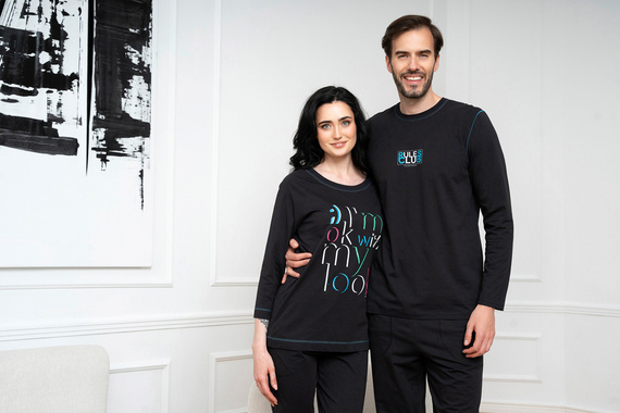 Dámske pyžamo Olza 3/4 rukáv, 3/4 nohavice Talianska móda - čierne