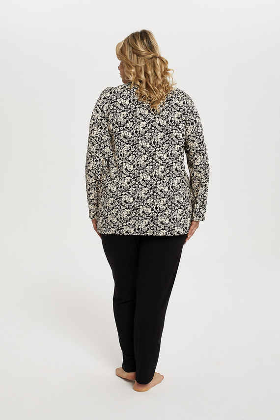 Abisynia Dámske pyžamo s dlhým rukávom a dlhými nohavicami Italian Fashion - potlač/čierna