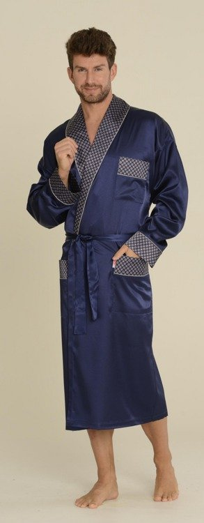 940 Forex pánsky saténový župan - tmavomodrý