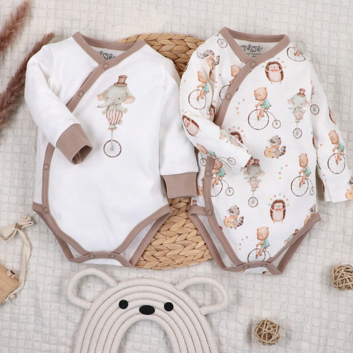 ABN-5581 Detské obálkové body Circus od Nini - 100% organická bavlna, zapínanie bez niklu, vyrobené v Poľsku