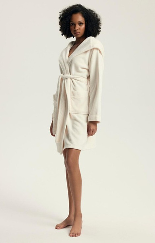 43599 Darlan Dámsky župan s kapucňou Henderson cream - mäkký, ľahký, pred kolená